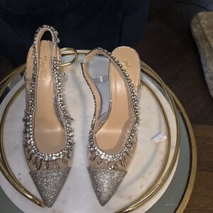 Thalia Sodi Silver Rhinestone Pointed Heels
